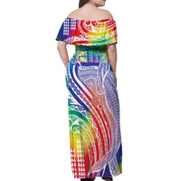 Aloha Pride Rainbow Tie Dye Off Shoulder Maxi Dress Humpback Whale - Love is Love LT7 - Polynesian Pride