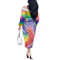 Aloha Pride Rainbow Tie Dye Off The Shoulder Long Sleeve Dress Humpback Whale - Love is Love