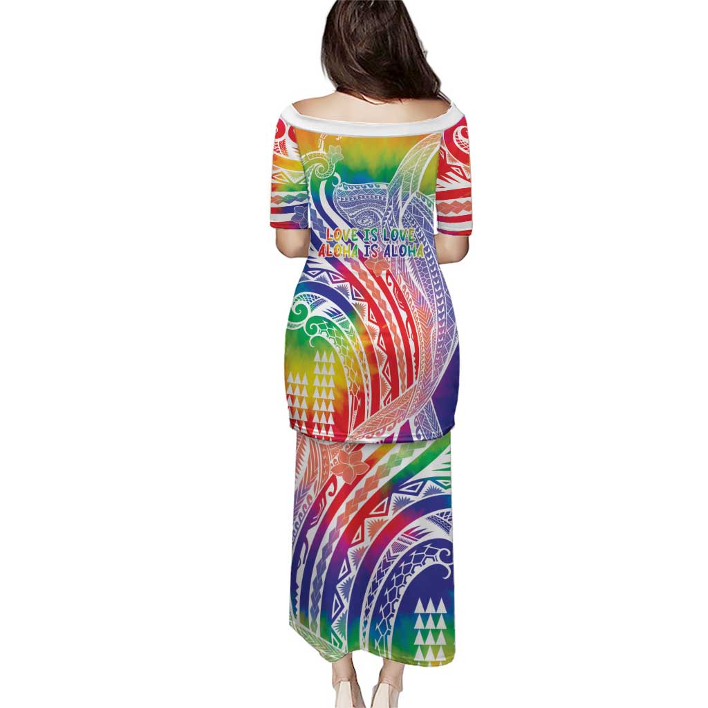 Aloha Pride Rainbow Tie Dye Puletasi Humpback Whale - Love is Love LT7 - Polynesian Pride