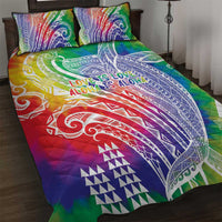 Aloha Pride Rainbow Tie Dye Quilt Bed Set Humpback Whale - Love is Love LT7 Colorful - Polynesian Pride