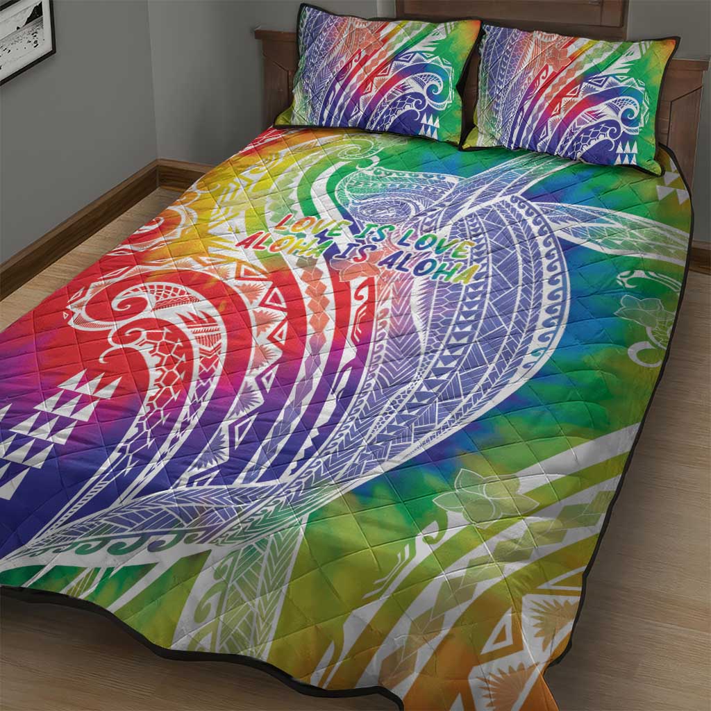 Aloha Pride Rainbow Tie Dye Quilt Bed Set Humpback Whale - Love is Love LT7 - Polynesian Pride