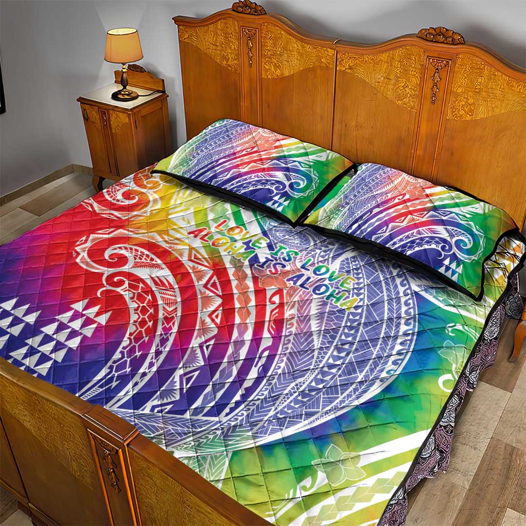 Aloha Pride Rainbow Tie Dye Quilt Bed Set Humpback Whale - Love is Love LT7 - Polynesian Pride