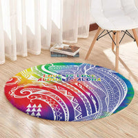 Aloha Pride Rainbow Tie Dye Round Carpet Humpback Whale - Love is Love