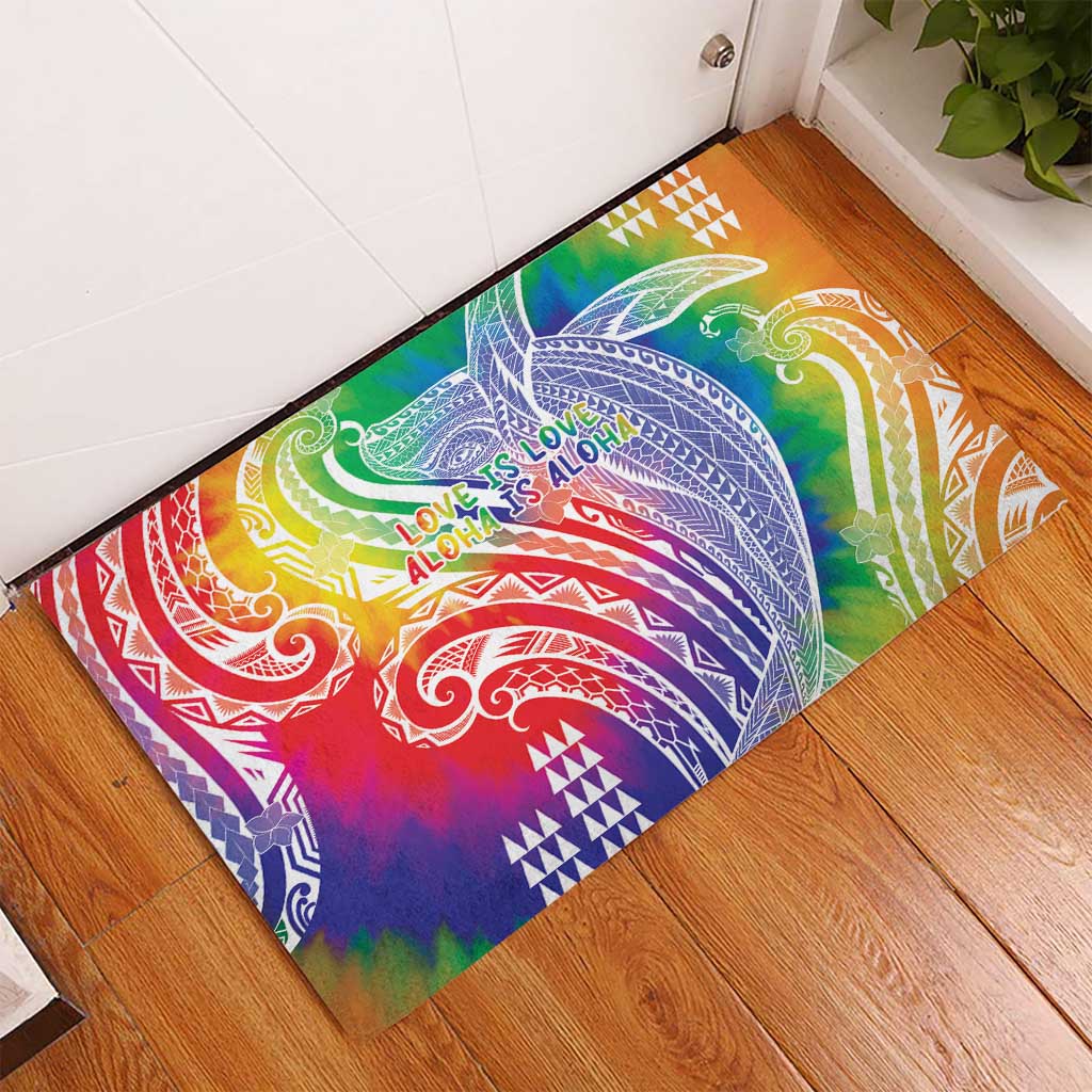 Aloha Pride Rainbow Tie Dye Rubber Doormat Humpback Whale - Love is Love LT7 - Polynesian Pride