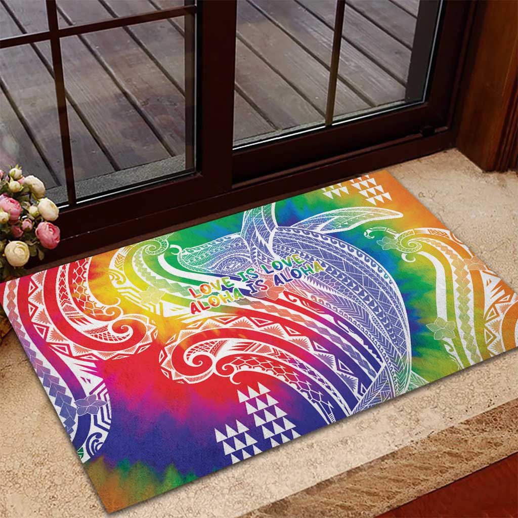 Aloha Pride Rainbow Tie Dye Rubber Doormat Humpback Whale - Love is Love LT7 - Polynesian Pride
