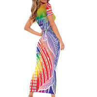 Aloha Pride Rainbow Tie Dye Short Sleeve Bodycon Dress Humpback Whale - Love is Love