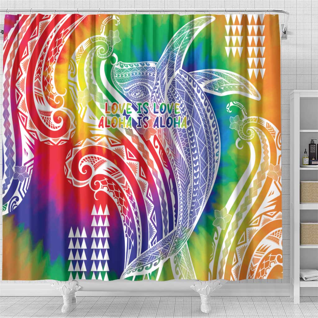 Aloha Pride Rainbow Tie Dye Shower Curtain Humpback Whale - Love is Love