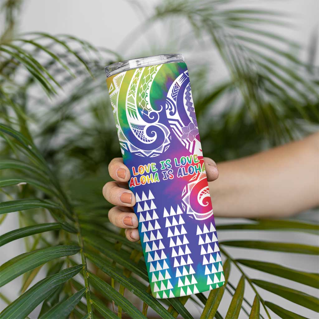 Aloha Pride Rainbow Tie Dye Skinny Tumbler Humpback Whale - Love is Love