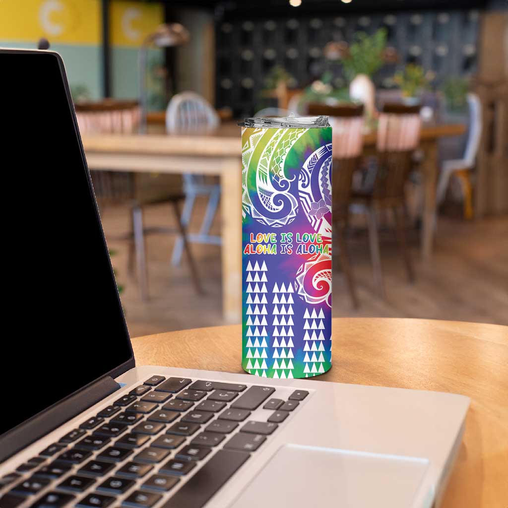 Aloha Pride Rainbow Tie Dye Skinny Tumbler Humpback Whale - Love is Love