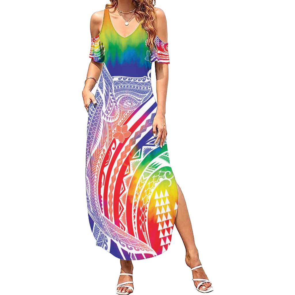 Aloha Pride Rainbow Tie Dye Summer Maxi Dress Humpback Whale - Love is Love LT7 Women Colorful - Polynesian Pride