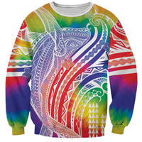 Aloha Pride Rainbow Tie Dye Sweatshirt Humpback Whale - Love is Love LT7 Unisex Colorful - Polynesian Pride
