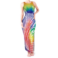 Aloha Pride Rainbow Tie Dye Tank Maxi Dress Humpback Whale - Love is Love LT7 Women Colorful - Polynesian Pride