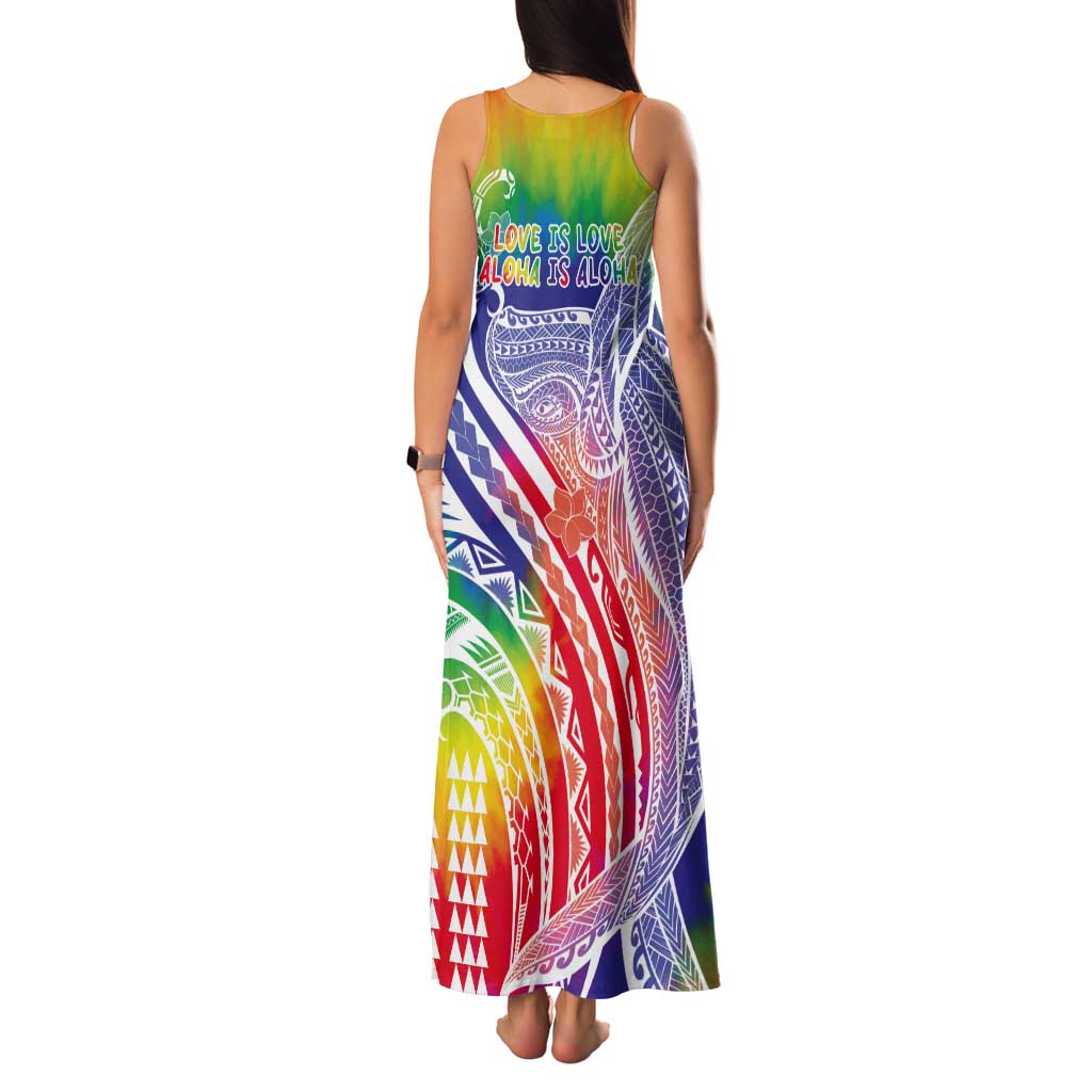 Aloha Pride Rainbow Tie Dye Tank Maxi Dress Humpback Whale - Love is Love LT7 - Polynesian Pride