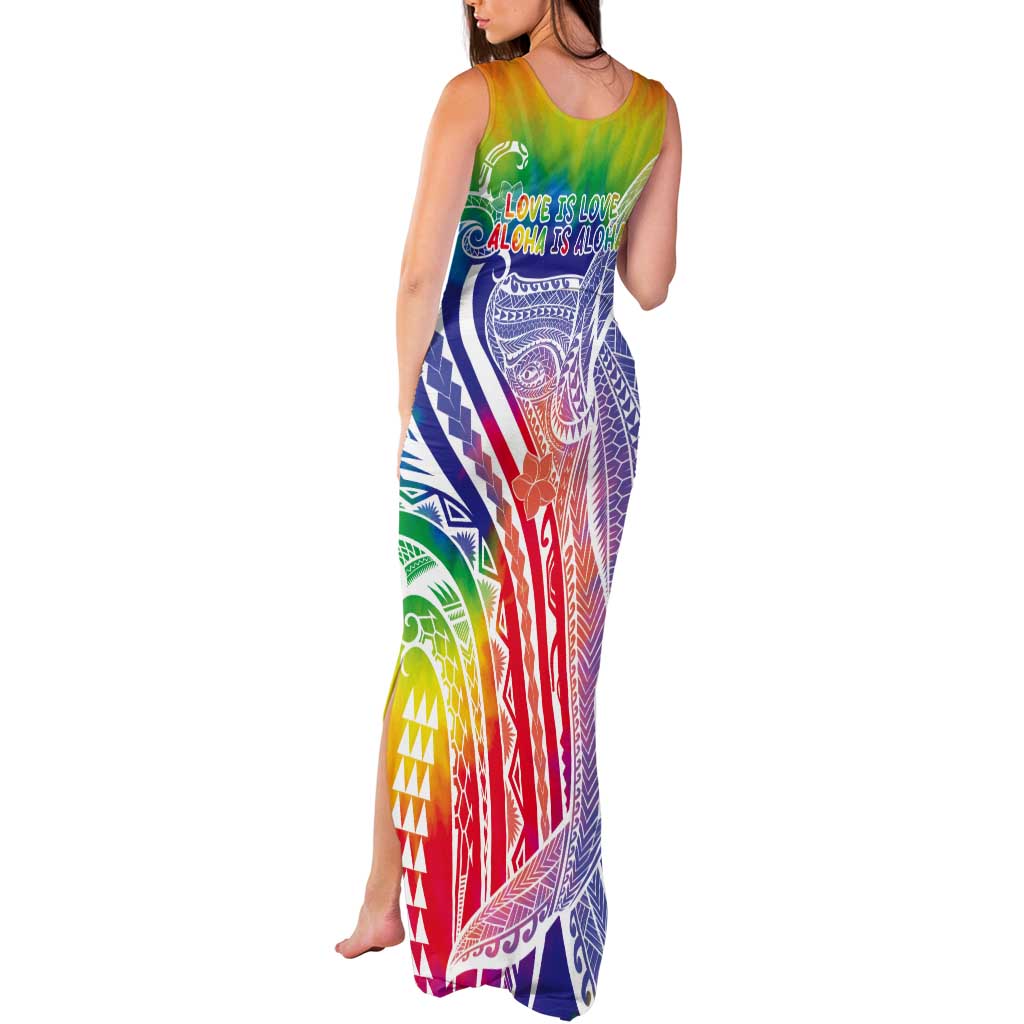 Aloha Pride Rainbow Tie Dye Tank Maxi Dress Humpback Whale - Love is Love LT7 - Polynesian Pride