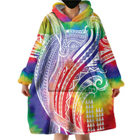 Aloha Pride Rainbow Tie Dye Wearable Blanket Hoodie Humpback Whale - Love is Love LT7 - Polynesian Pride