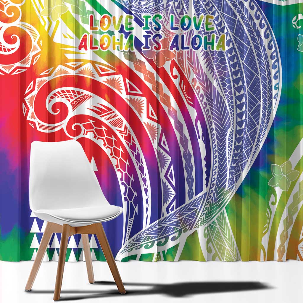 Aloha Pride Rainbow Tie Dye Window Curtain Humpback Whale - Love is Love LT7 - Polynesian Pride