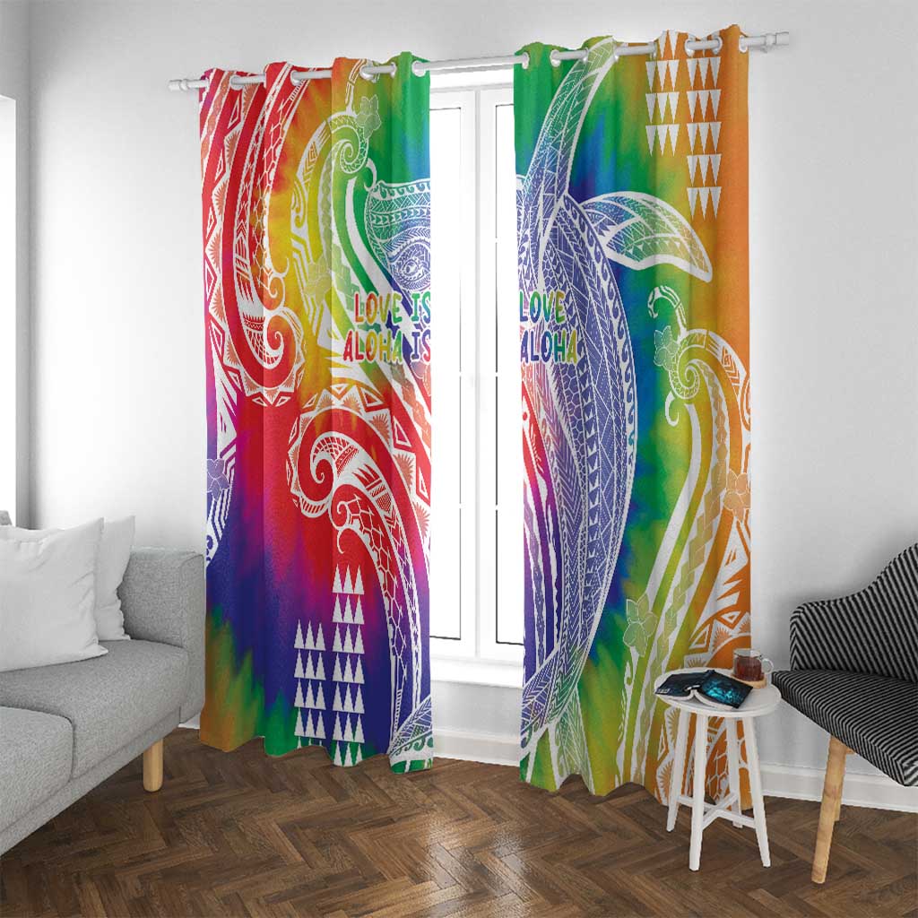 Aloha Pride Rainbow Tie Dye Window Curtain Humpback Whale - Love is Love LT7 With Grommets Colorful - Polynesian Pride