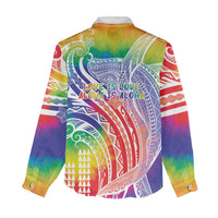 Aloha Pride Rainbow Tie Dye Women Casual Shirt Humpback Whale - Love is Love