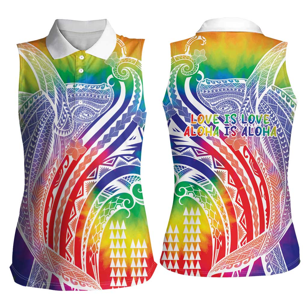 Aloha Pride Rainbow Tie Dye Women Sleeveless Polo Shirt Humpback Whale - Love is Love