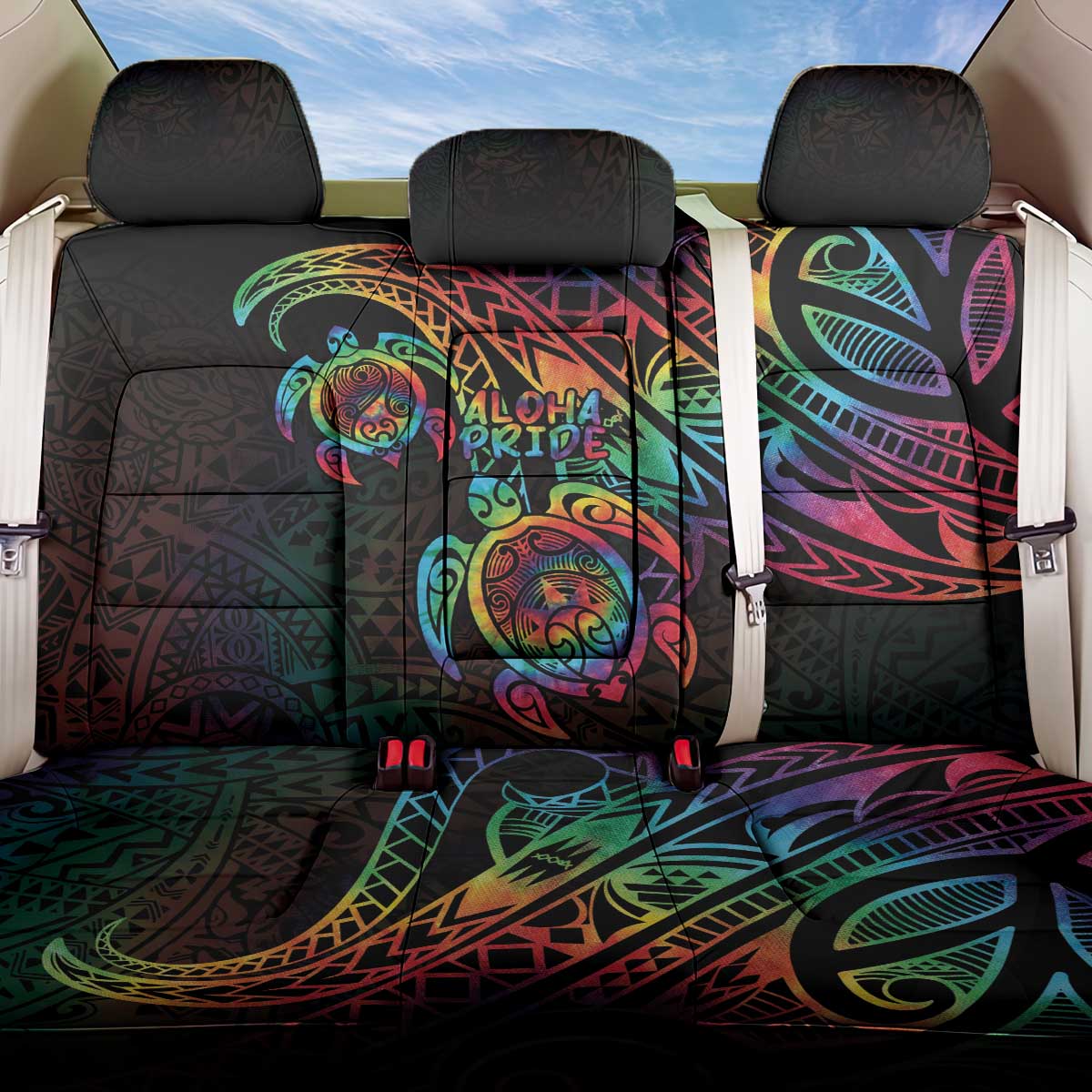 Hawaii Pride Back Car Seat Cover Rainbow Swirls