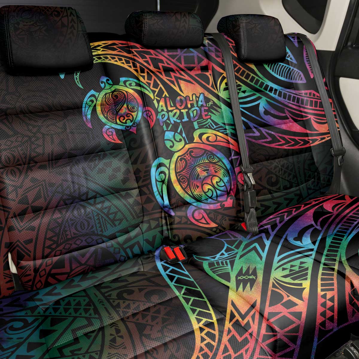 Hawaii Pride Back Car Seat Cover Rainbow Swirls