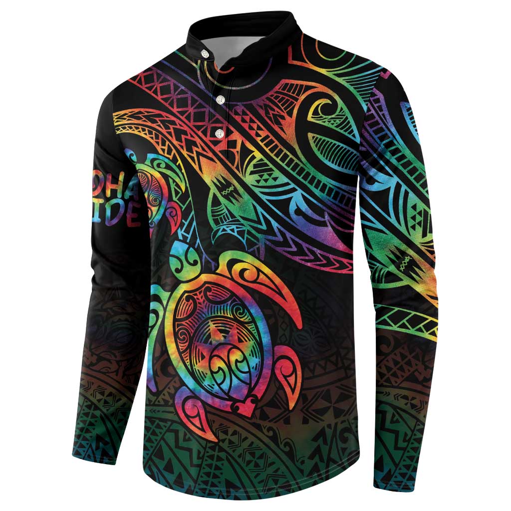 Hawaii Pride Button Sweatshirt Rainbow Swirls LT7 - Polynesian Pride