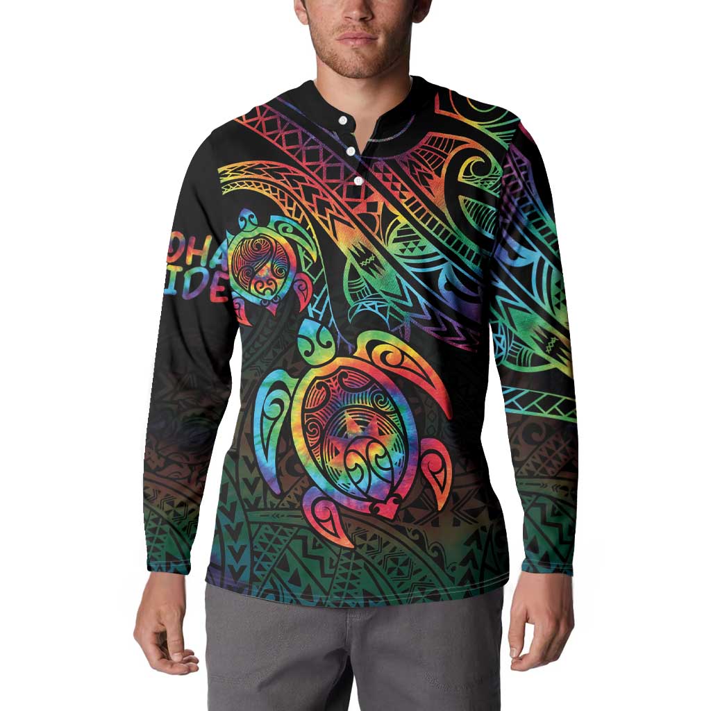 Hawaii Pride Button Sweatshirt Rainbow Swirls LT7 - Polynesian Pride