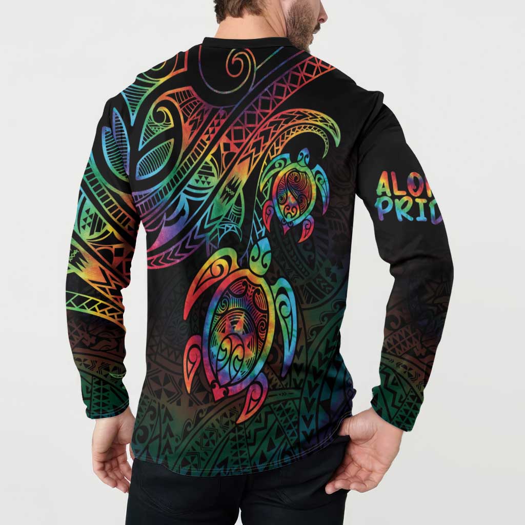 Hawaii Pride Button Sweatshirt Rainbow Swirls LT7 - Polynesian Pride