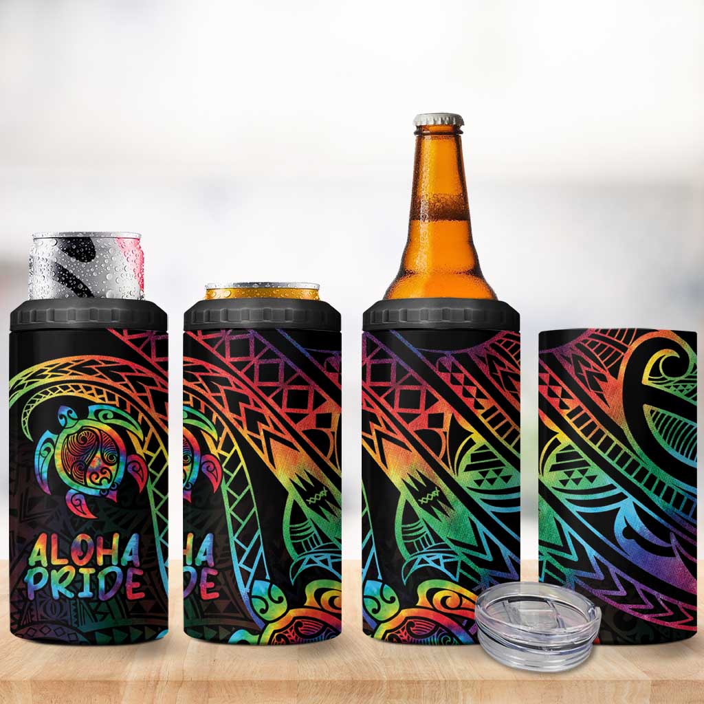 Hawaii Pride 4 in 1 Can Cooler Tumbler Rainbow Swirls