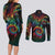 Hawaii Pride Couples Matching Long Sleeve Bodycon Dress and Long Sleeve Button Shirt Rainbow Swirls