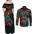 Hawaii Pride Couples Matching Off Shoulder Maxi Dress and Long Sleeve Button Shirt Rainbow Swirls