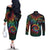Hawaii Pride Couples Matching Off The Shoulder Long Sleeve Dress and Long Sleeve Button Shirt Rainbow Swirls