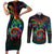 Hawaii Pride Couples Matching Short Sleeve Bodycon Dress and Long Sleeve Button Shirt Rainbow Swirls
