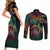 Hawaii Pride Couples Matching Short Sleeve Bodycon Dress and Long Sleeve Button Shirt Rainbow Swirls