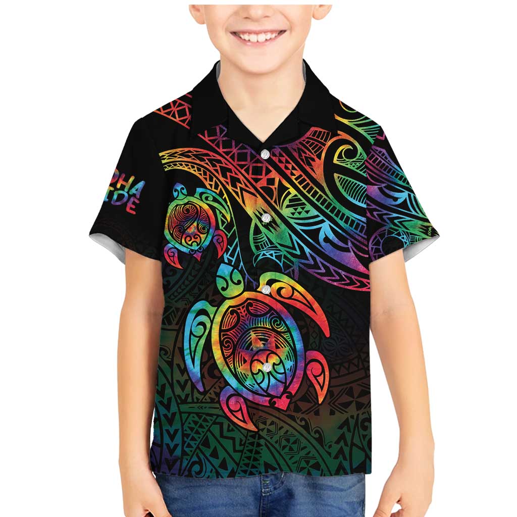 Hawaii Pride Family Matching Mermaid Dress and Hawaiian Shirt Rainbow Swirls