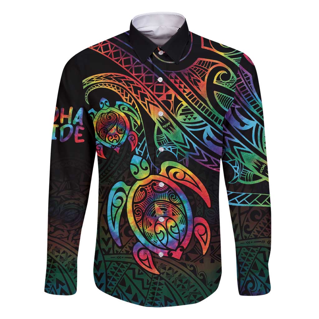 Hawaii Pride Family Matching Short Sleeve Bodycon Dress and Hawaiian Shirt Rainbow Swirls