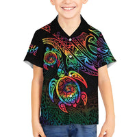 Hawaii Pride Family Matching Summer Maxi Dress and Hawaiian Shirt Rainbow Swirls