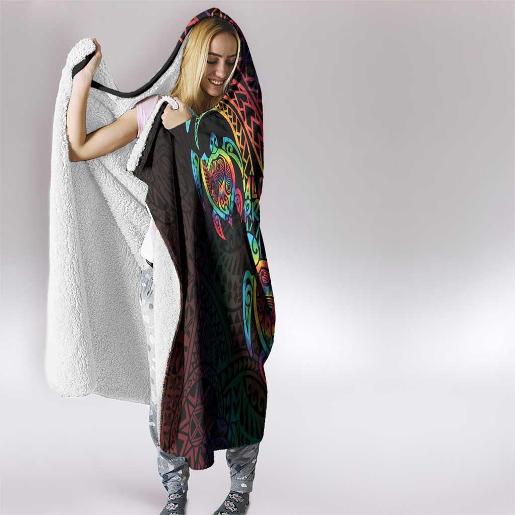 Hawaii Pride Hooded Blanket Rainbow Swirls LT7 - Polynesian Pride