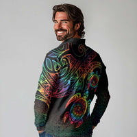 Hawaii Pride Long Sleeve Polo Shirt Rainbow Swirls