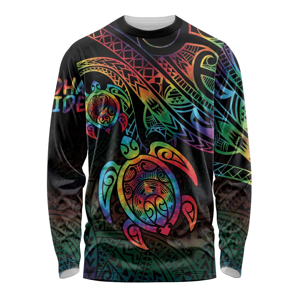 Hawaii Pride Long Sleeve Shirt Rainbow Swirls LT7 Unisex Colorful - Polynesian Pride