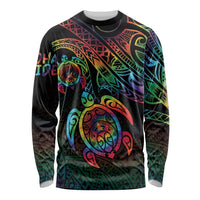 Hawaii Pride Long Sleeve Shirt Rainbow Swirls LT7 Unisex Colorful - Polynesian Pride