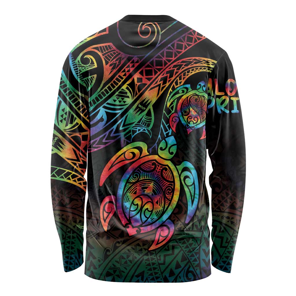 Hawaii Pride Long Sleeve Shirt Rainbow Swirls LT7 - Polynesian Pride