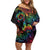 Hawaii Pride Off Shoulder Short Dress Rainbow Swirls