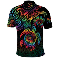 Hawaii Pride Polo Shirt Rainbow Swirls
