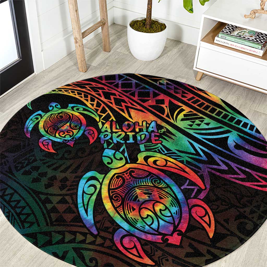 Hawaii Pride Round Carpet Rainbow Swirls