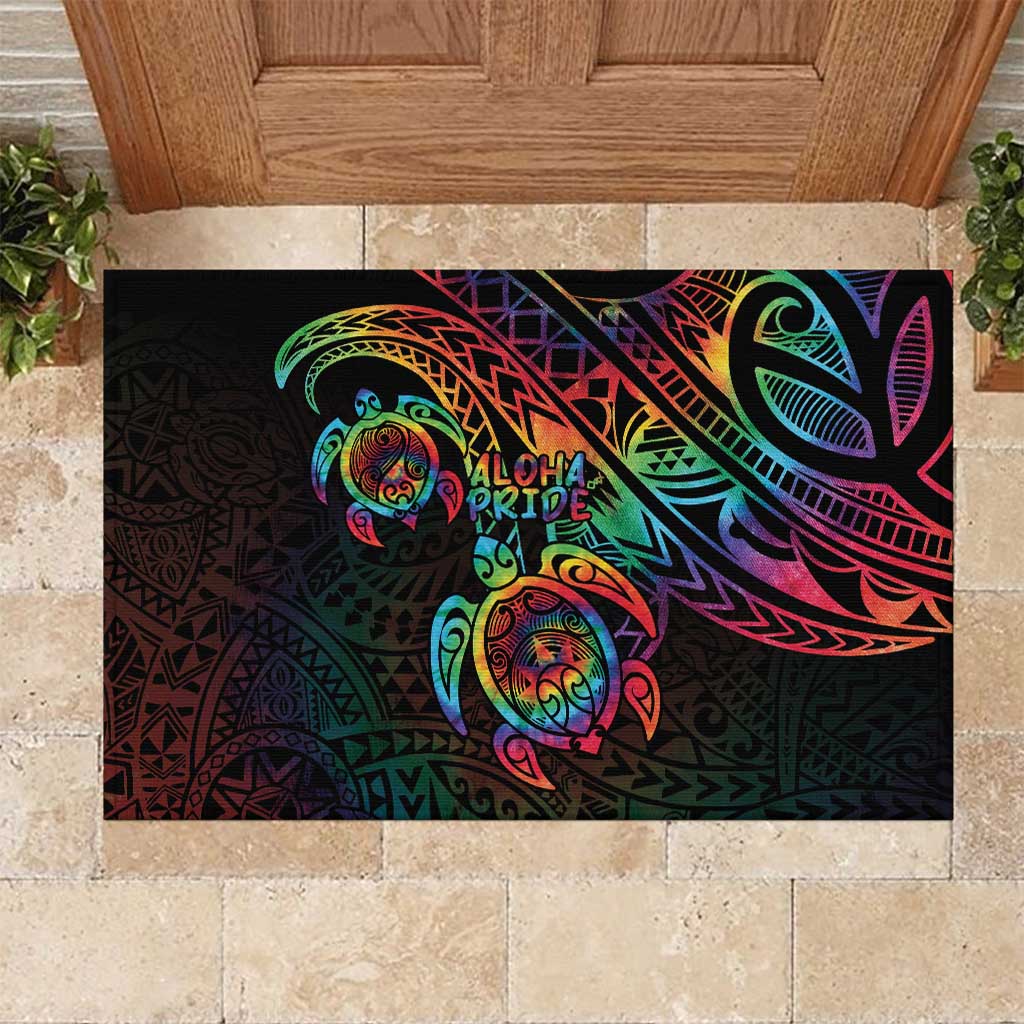 Hawaii Pride Rubber Doormat Rainbow Swirls LT7 Colorful - Polynesian Pride