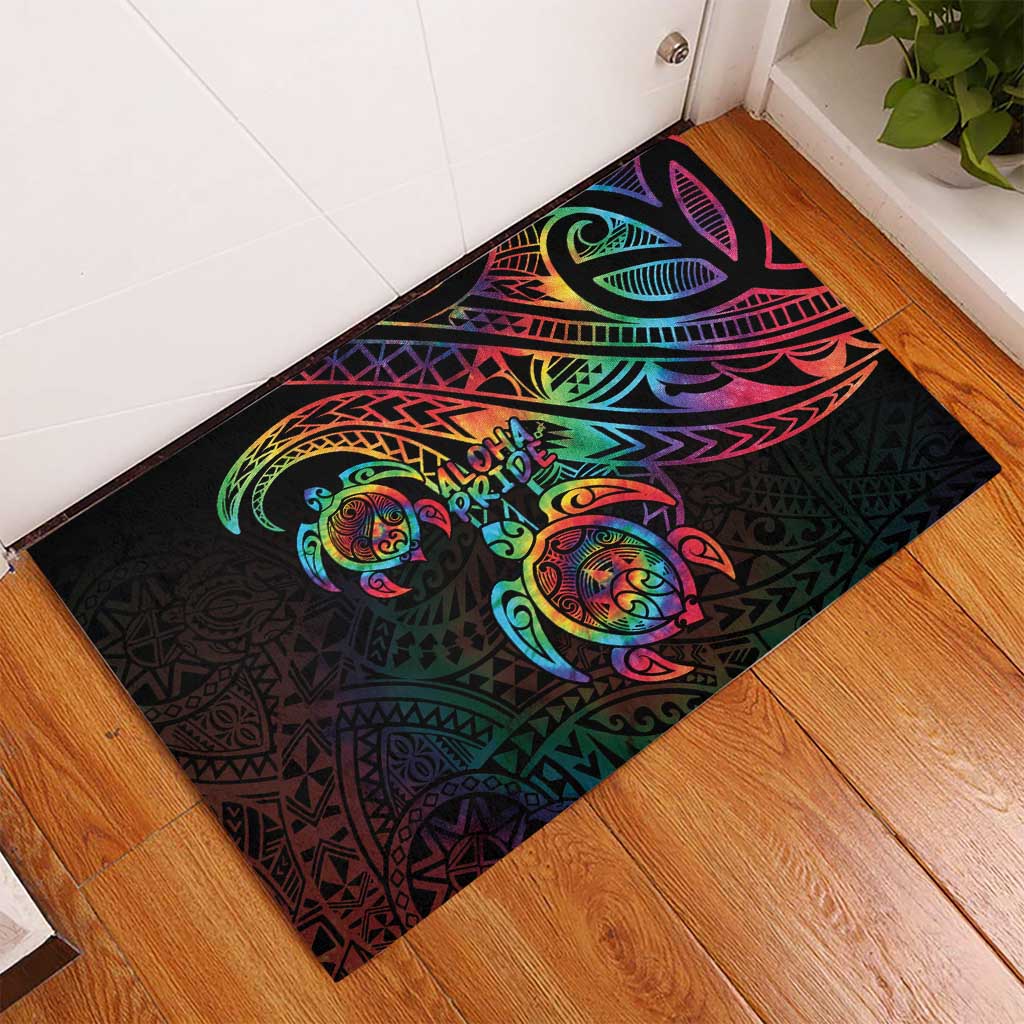 Hawaii Pride Rubber Doormat Rainbow Swirls LT7 - Polynesian Pride