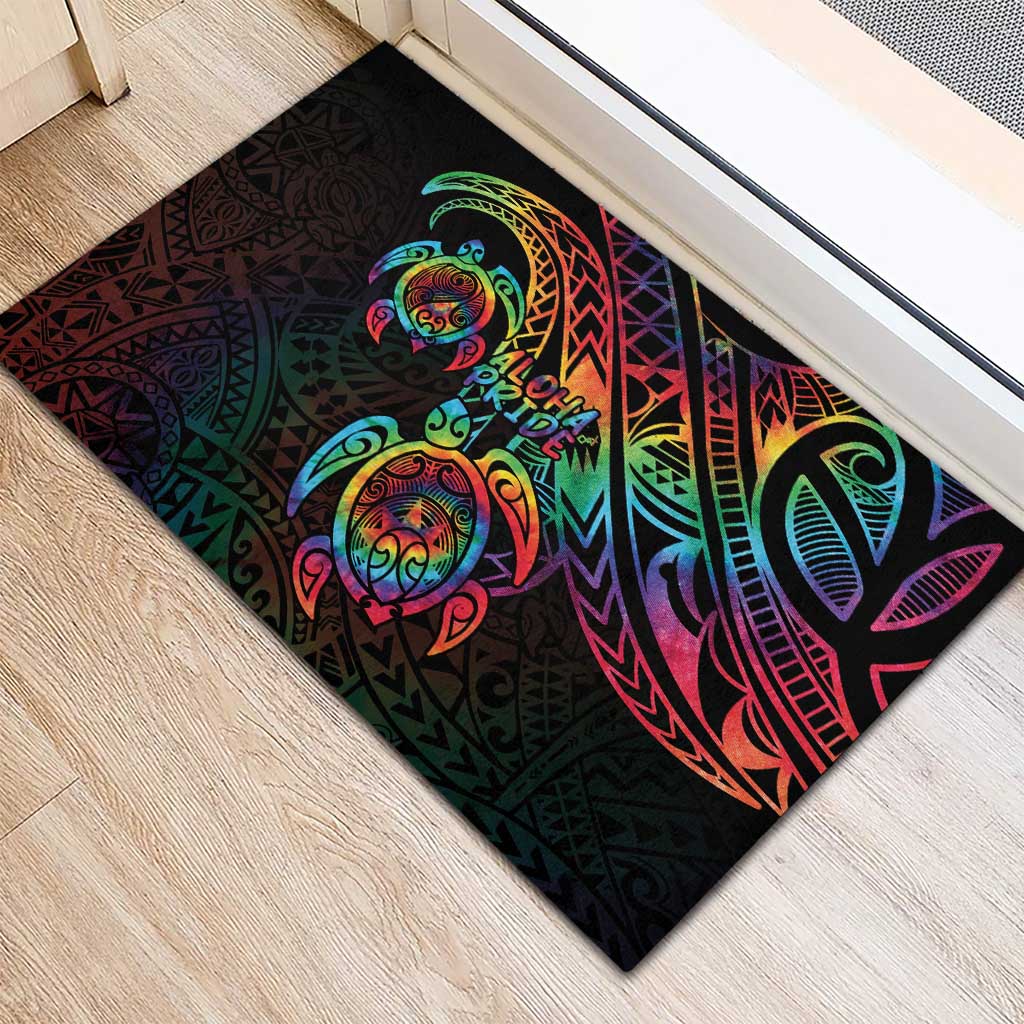 Hawaii Pride Rubber Doormat Rainbow Swirls LT7 - Polynesian Pride