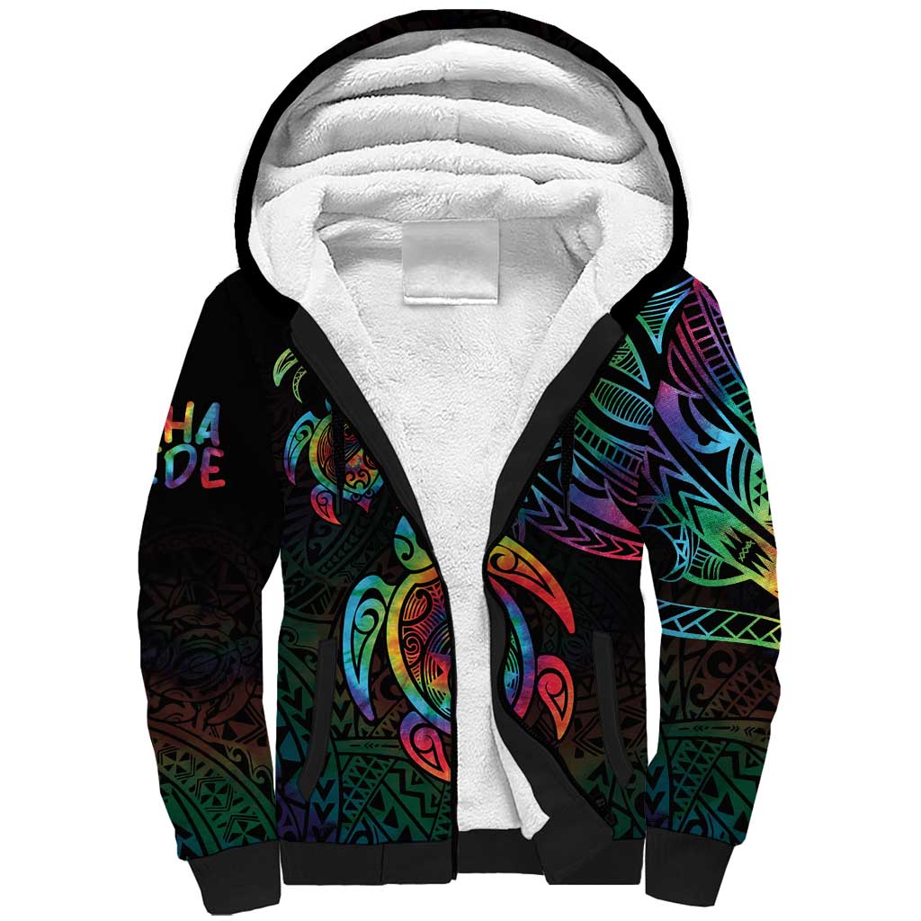 Hawaii Pride Sherpa Hoodie Rainbow Swirls LT7 Unisex Colorful - Polynesian Pride