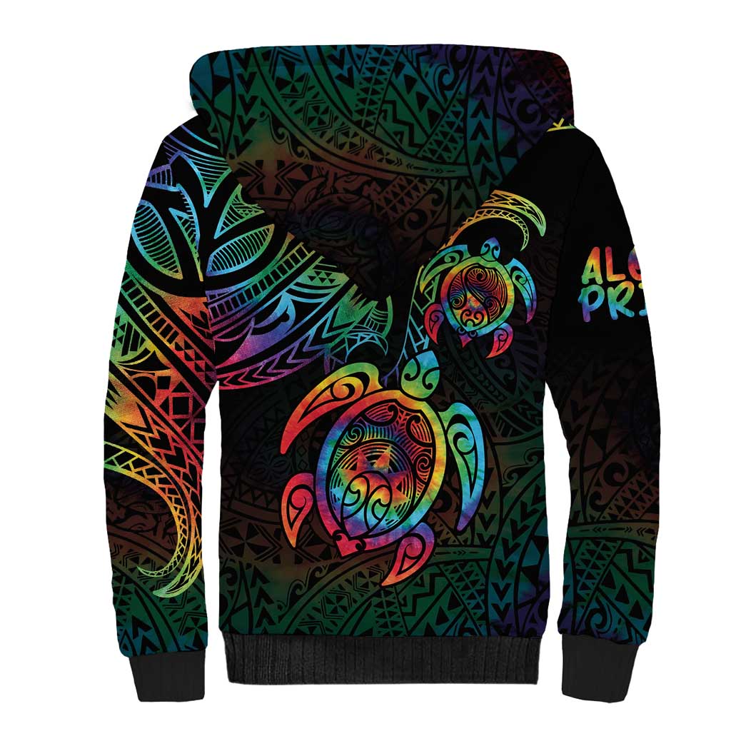 Hawaii Pride Sherpa Hoodie Rainbow Swirls LT7 - Polynesian Pride